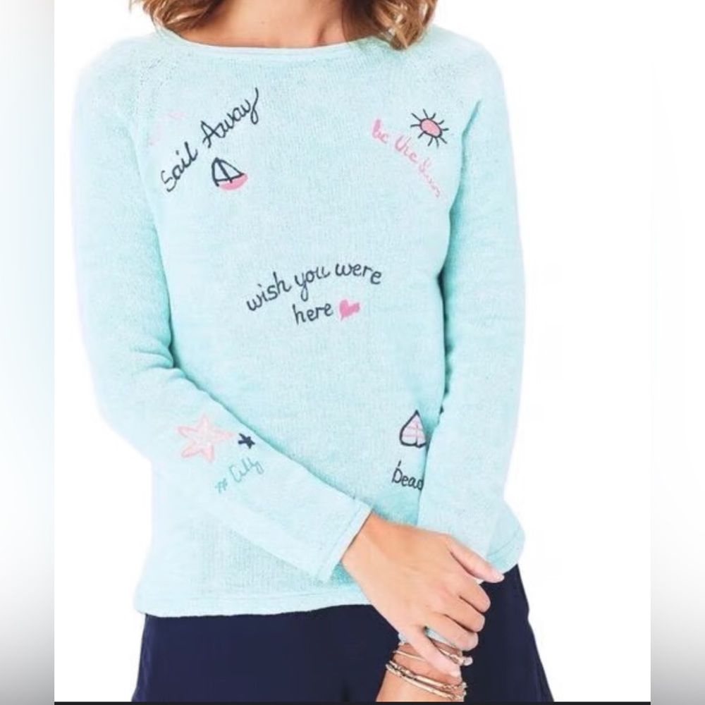 Lilly Pulitzer Women’s Danette Sweater Celestial Blue Sailabration size XS new